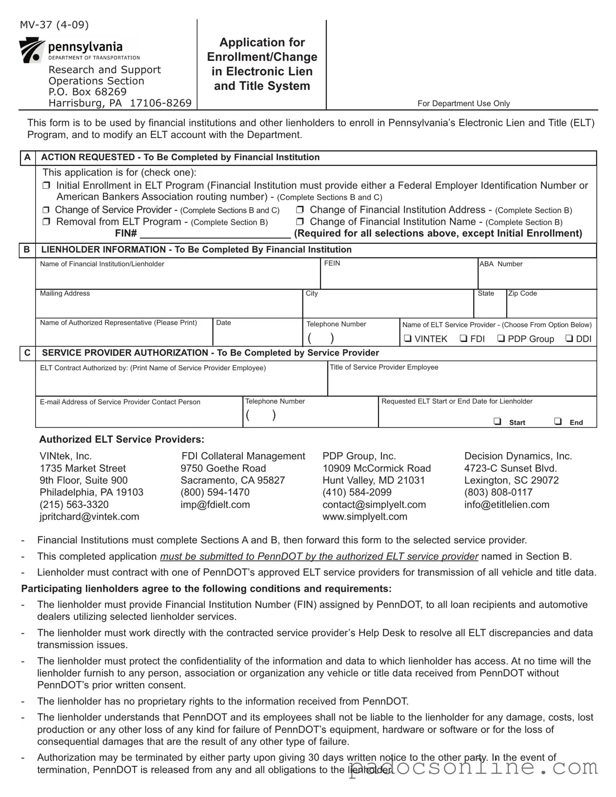 Blank Pennsylvania Mv 37 Template