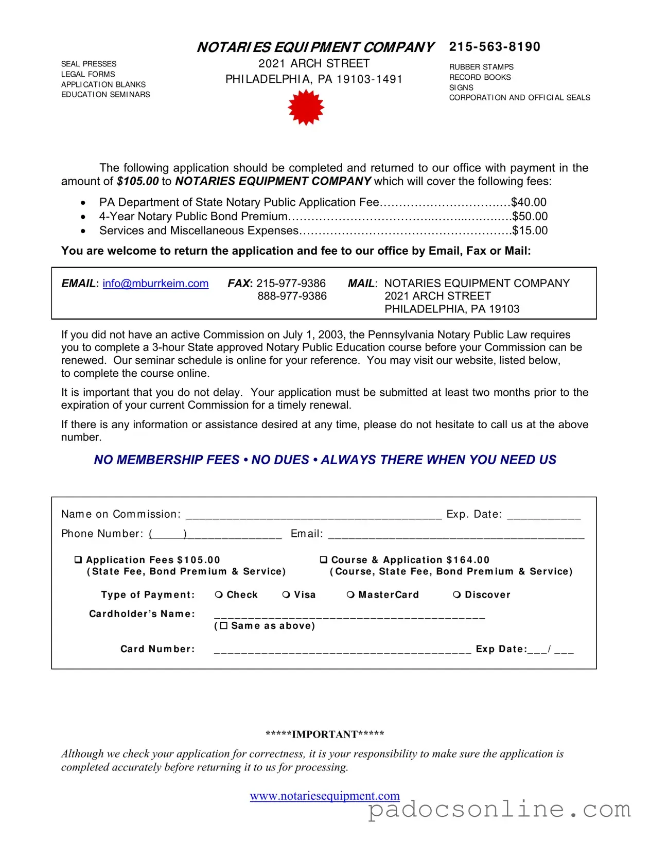 Blank Pennsylvania Public Application Template