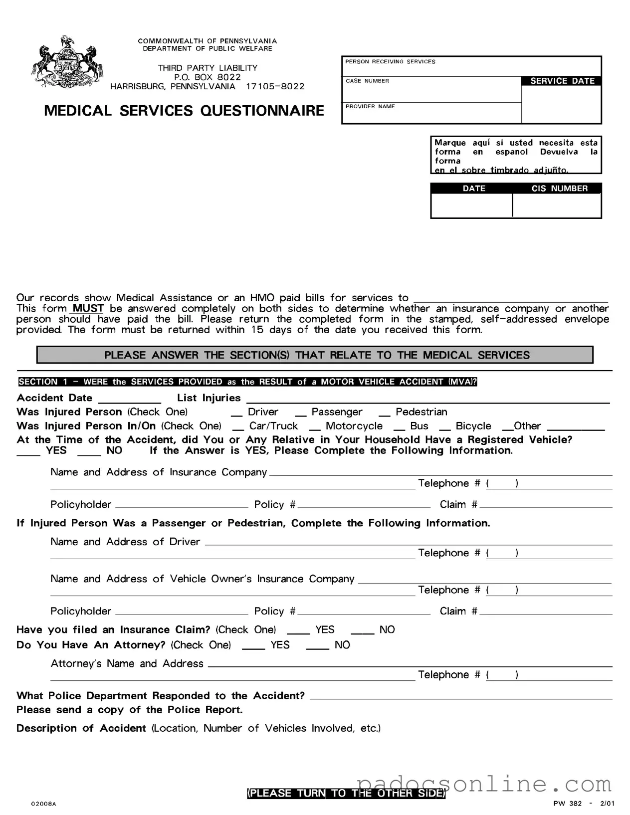 Blank Pw 382 Pennsylvania Template