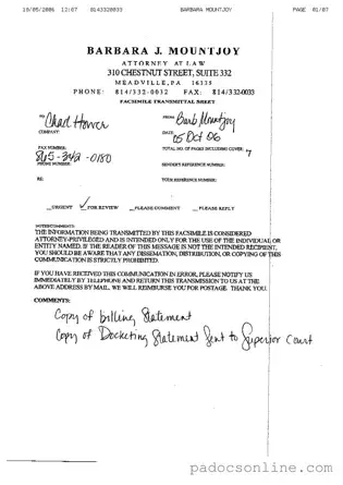 Blank Docketing Statement Civil Pennsylvania Template