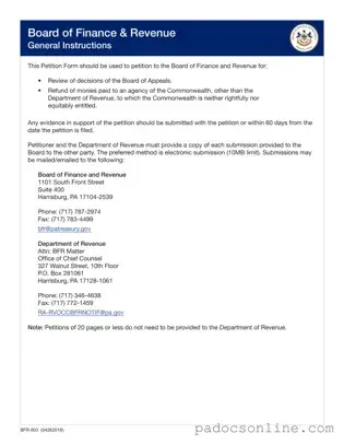 Blank Pennsylvania Petition Template