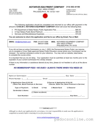 Blank Pennsylvania Public Application Template